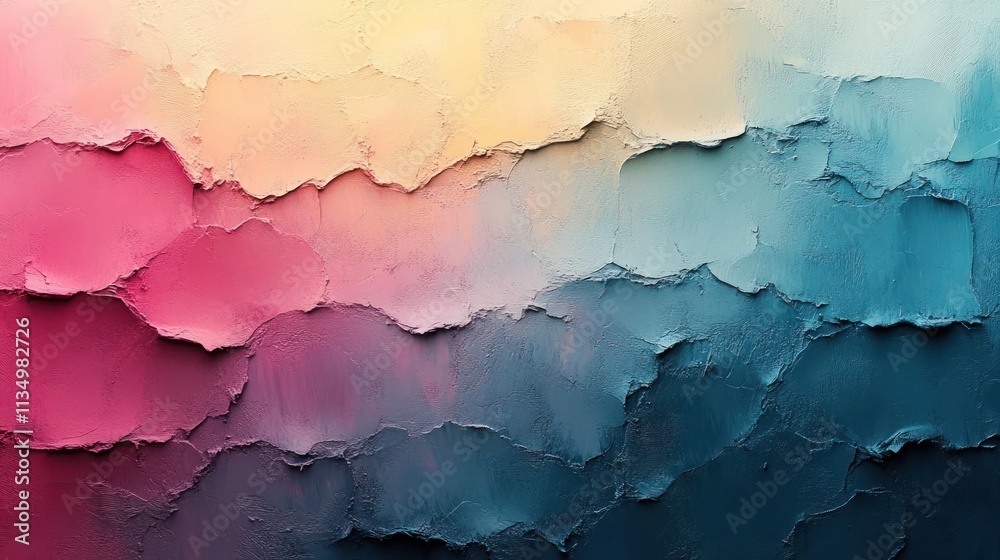 Painted layers shift from warm pinks to cool blues, forming a stunning masterpiece Painted layers shift from warm pinks to cool blues, forming a stunning masterpiece