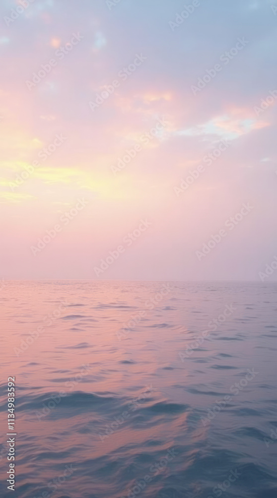 Soft Sunrise Over a Calm Ocean with Pastel Skies and Light Mist Soft Sunrise Over a Calm Ocean with Pastel Skies and Light Mist