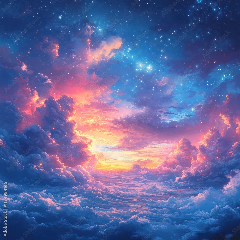 Watercolor Clouds and Stars Dreamy Illustration Soft Pastel Colors Isolated Design Childish Style Watercolor Clouds and Stars Dreamy Illustration Soft Pastel Colors Isolated Design Childish Style