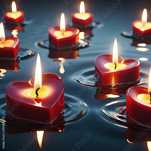 burning candle on the surface of the water