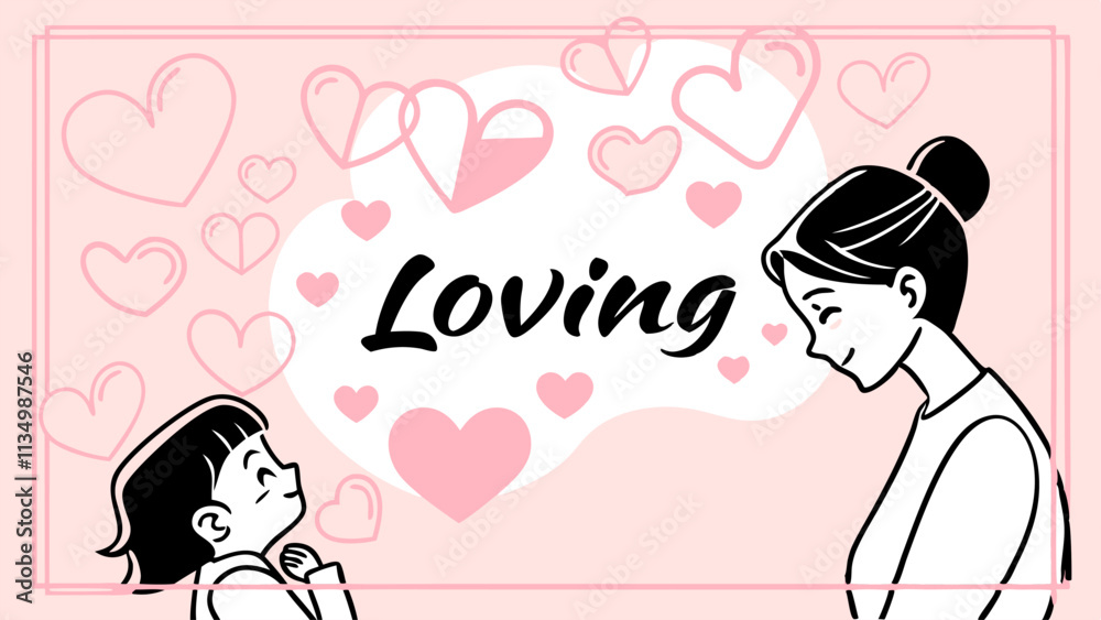 Mother's Day Illustration: Loving Mom & Child, Minimalist Line Art. Mother's Day Illustration: Loving Mom & Child, Minimalist Line Art.