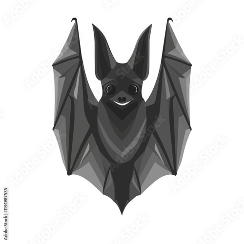 Flat vector bat, isolated on a white background.