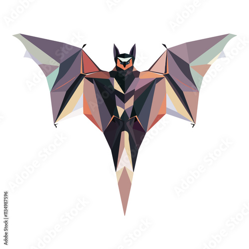 Flat vector bat, isolated on a white background.