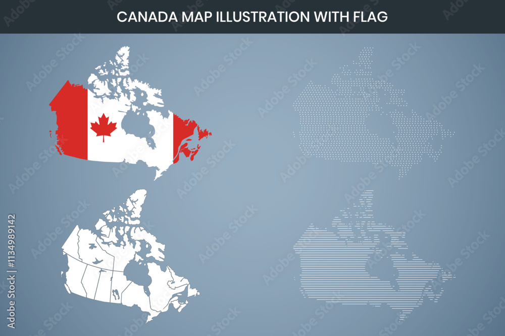 Obraz premium Canada Map Illustration with Flag