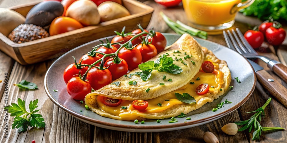 Gourmet Omelette Lunch Cuisine Featuring Organic Egg Yolk in Close-Up, Showcasing a Delicious Protein-Packed Breakfast with a Simple and Elegant Design for Food Lovers Gourmet Omelette Lunch Cuisine Featuring Organic Egg Yolk in Close-Up, Showcasing a Delicious Protein-Packed Breakfast with a Simple and Elegant Design for Food Lovers