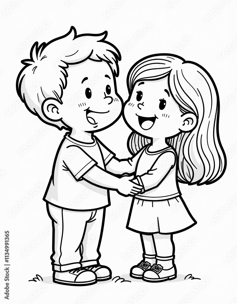 Happy Children Holding Hands Coloring Page.jpeg Happy Children Holding Hands Coloring Page.jpeg