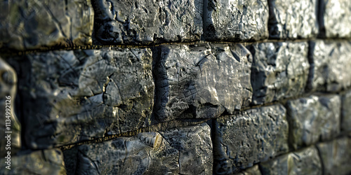 Close-up of Dark Gray Stone Wall Texture photo