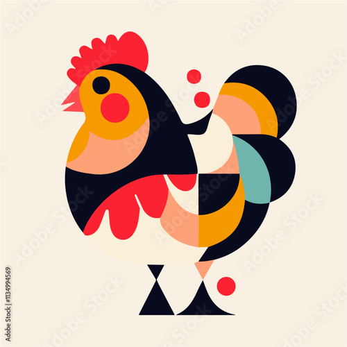 Flat vector chicken, isolated on a white background.

 photo