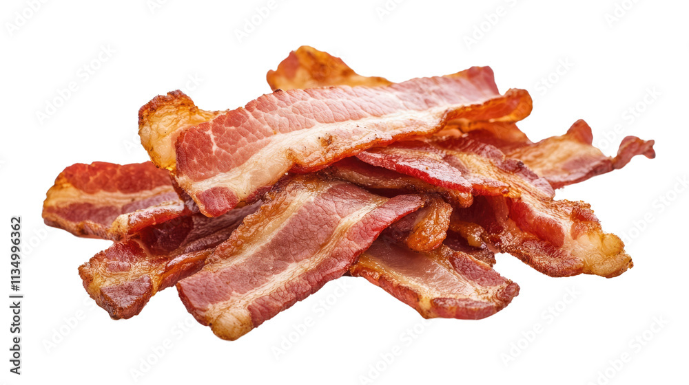 Crispy Bacon Delights: A close-up shot of perfectly cooked bacon strips, showcasing their golden-brown color and irresistible texture. The image captures the essence of a classic breakfast staple.
