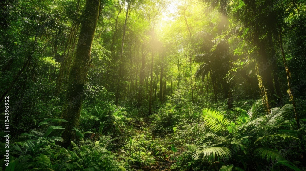 Obraz premium Dense forest ecosystem with a variety of species