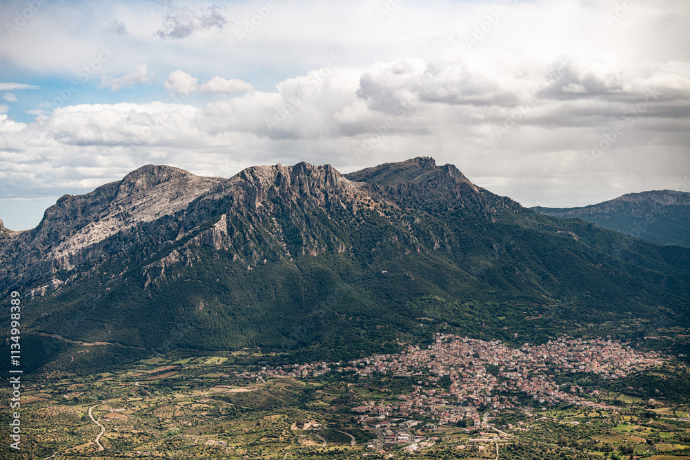 Naklejka premium Sardinian mountains and clouds, Italy