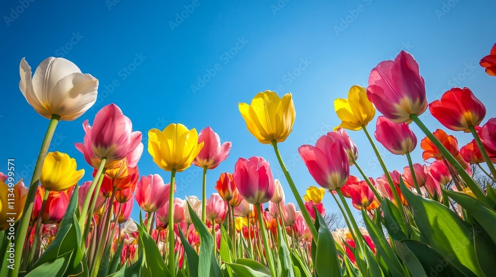 Stunning Colorful Tulips in a Spring Garden Stunning Colorful Tulips in a Spring Garden