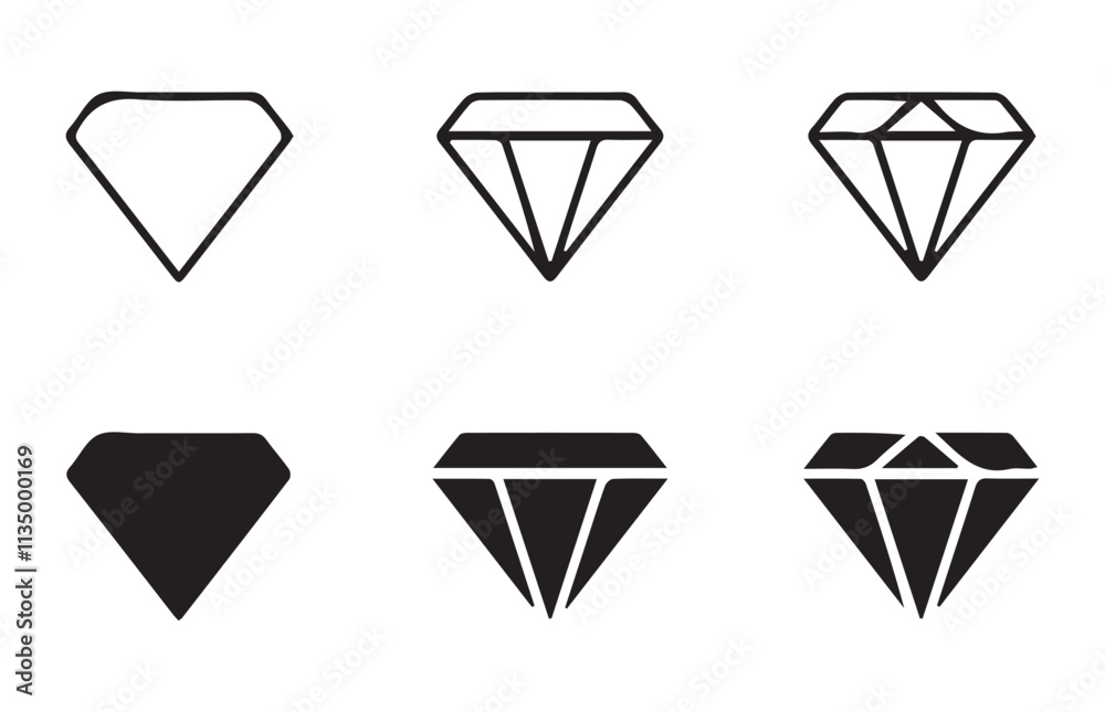 Valuable gem simple line icon set. Jewel and Gem Icons and Symbols. Gemstone diamond collection. Vector illustration EPS 10 Valuable gem simple line icon set. Jewel and Gem Icons and Symbols. Gemstone diamond collection. Vector illustration EPS 10