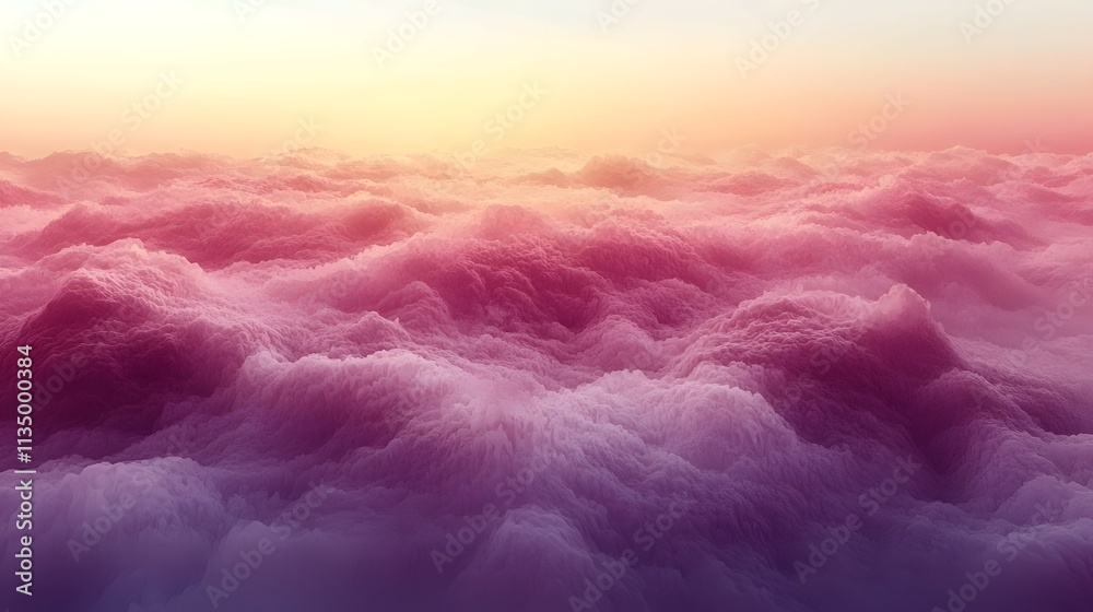 Fototapeta premium A breathtaking view of fluffy pink and purple clouds during sunset, creating a dreamy atmosphere as the soft light bathes the sky in calming hues.