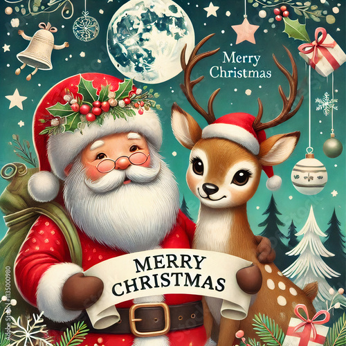 christmas card with santa claus