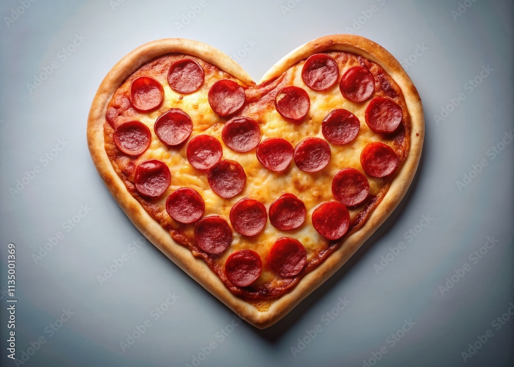 Heart Shaped Pepperoni Pizza Isolated on White Background for Culinary and Food Photography Use in Restaurants, Menus, and Marketing Campaigns Heart Shaped Pepperoni Pizza Isolated on White Background for Culinary and Food Photography Use in Restaurants, Menus, and Marketing Campaigns