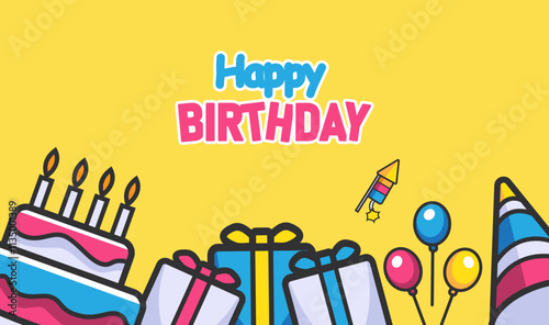 Happy birthday card with colorful elements