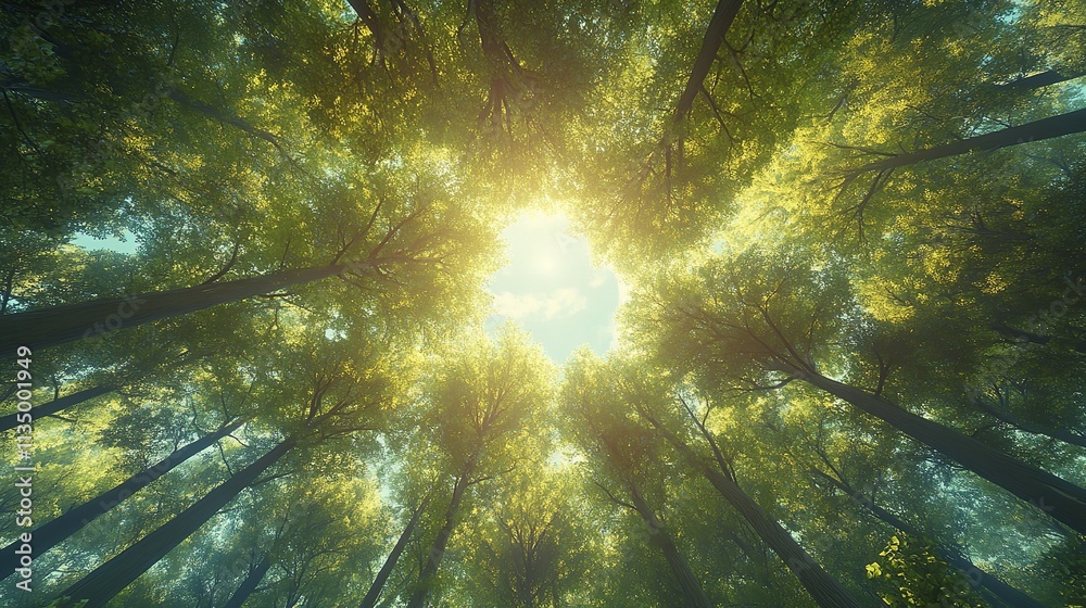 Obraz premium Sunlight Rays in Green Forest