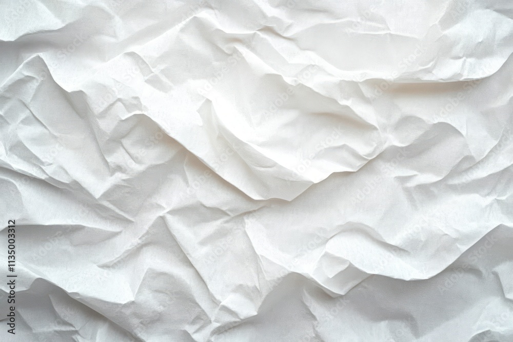 Abstract Representation of Crumpled White Paper Texture with Creases and Wrinkles Abstract Representation of Crumpled White Paper Texture with Creases and Wrinkles