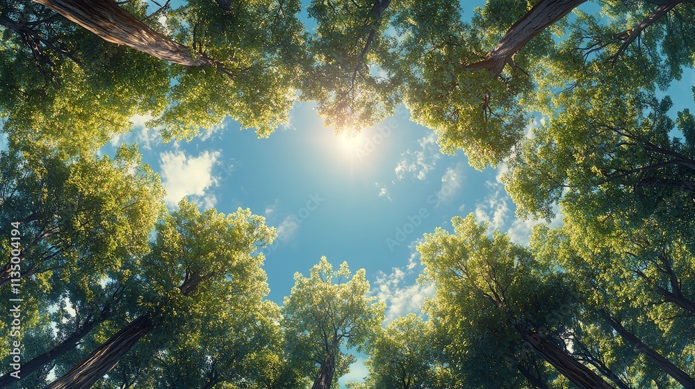 Fototapeta premium Sunlight Rays in Green Forest