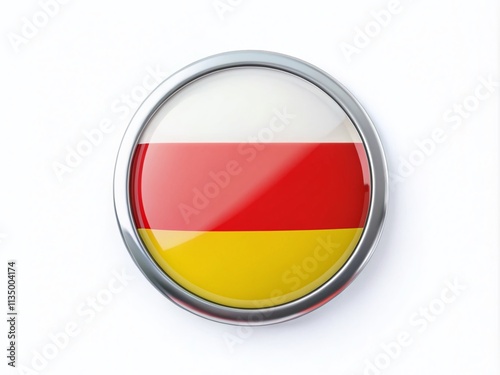 High-Quality Ossetia Flag PNG Label Badge for Product Photography, Perfect for Promotions and Marketing Materials, Featuring Vibrant Colors and Clear Design Elements