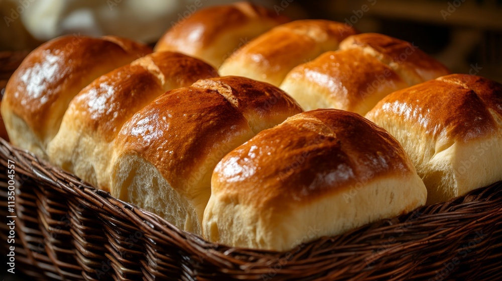 Freshly Baked Bread in a Wicker Basket Freshly Baked Bread in a Wicker Basket