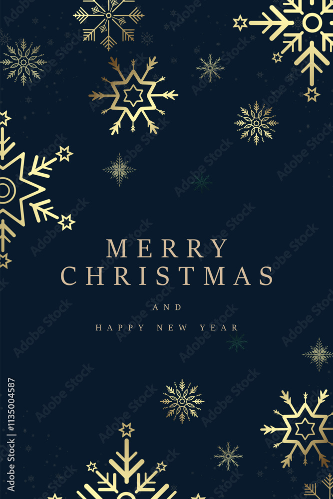 A gold snow flakes Christmas and New Year with small snow flakes, vector illustration, Happy New Year banner with premium frame. A gold snow flakes Christmas and New Year with small snow flakes, vector illustration, Happy New Year banner with premium frame.