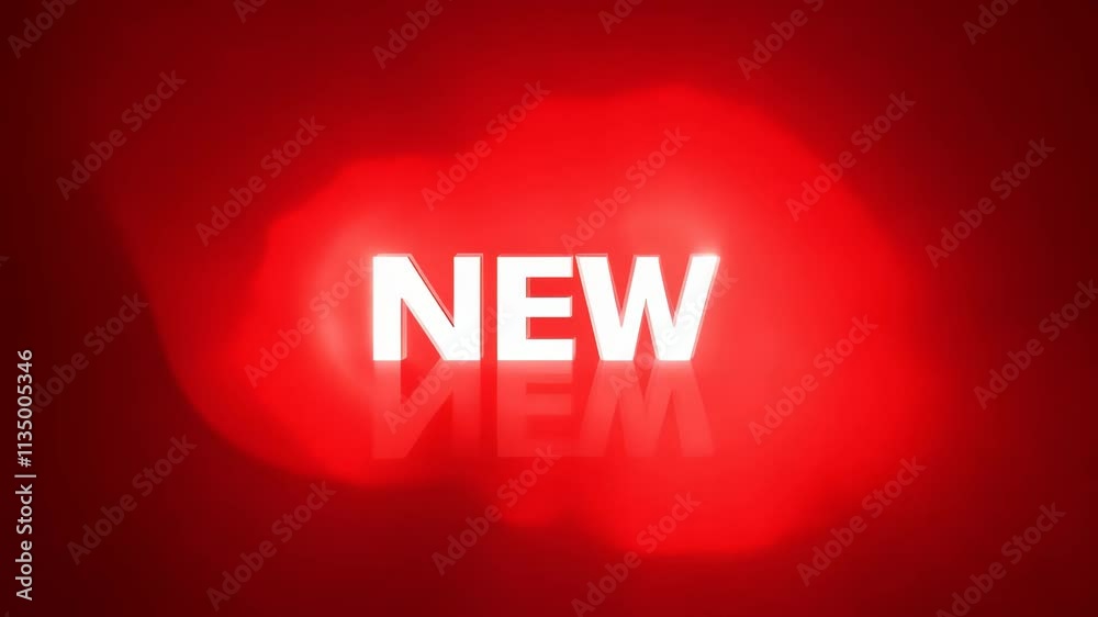 White New text on a red background