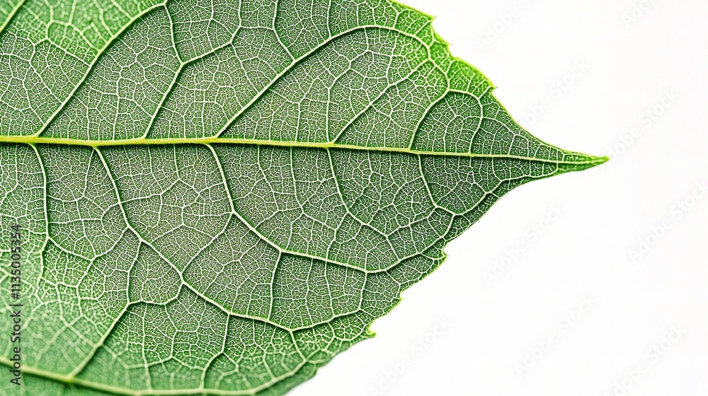 Fototapeta premium Detailed Grape Leaf with In-depth Veins Isolated on White Background