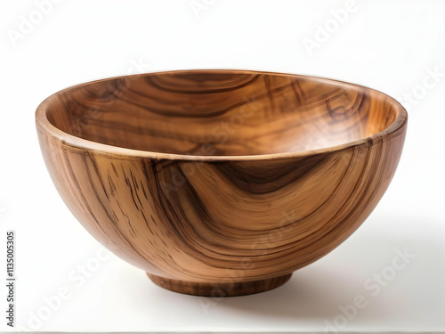 wooden bowl on white background