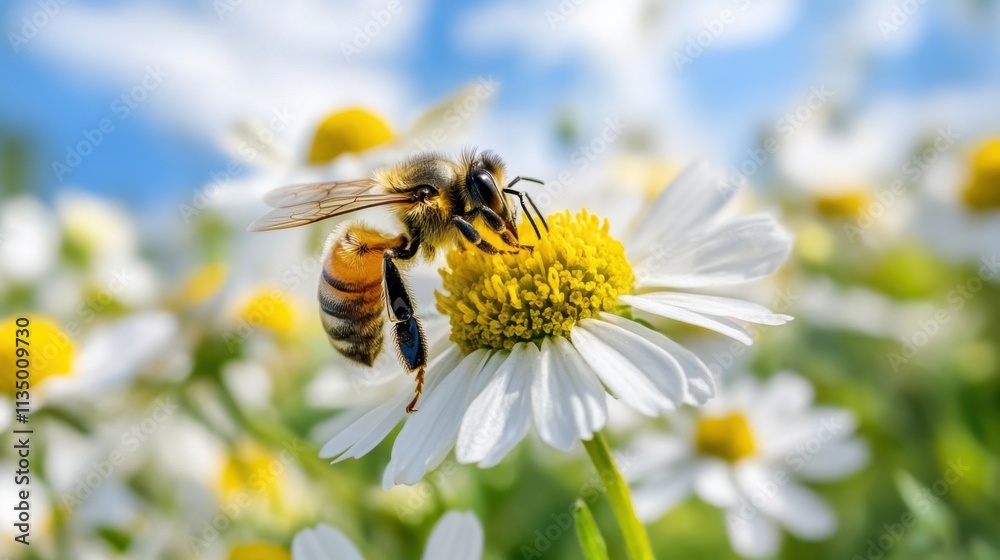Pollinators like bees on wildflowers Pollinators like bees on wildflowers