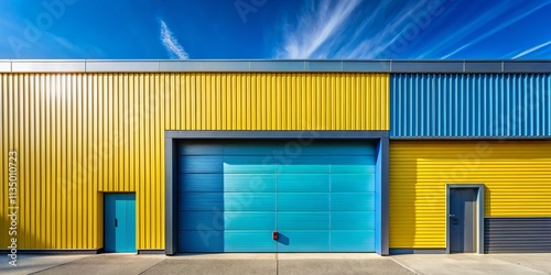 Industrial Garage Door on Modern Facade: A Captivating Blend of Functionality and Aesthetics in Architectural Photography photo