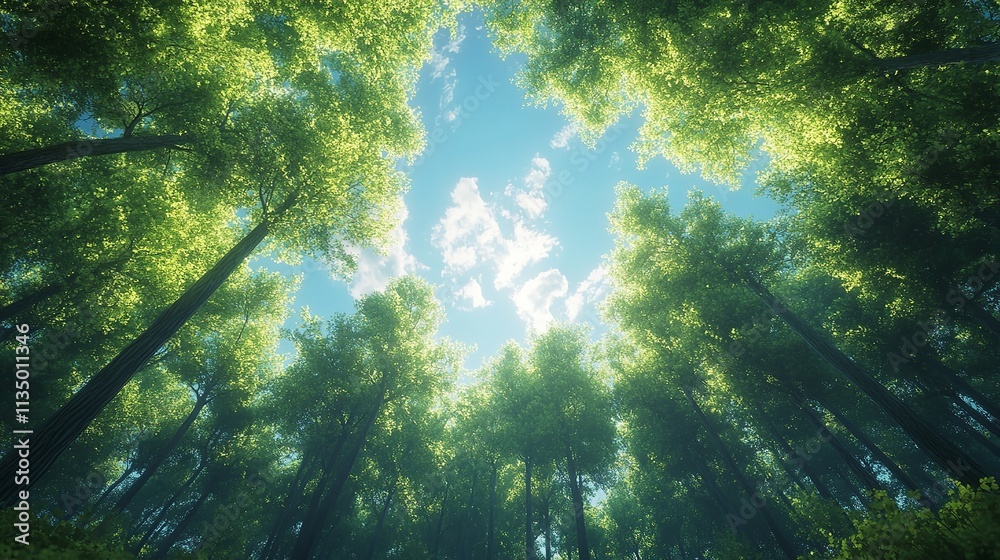 Obraz premium Sunlight Rays in Green Forest