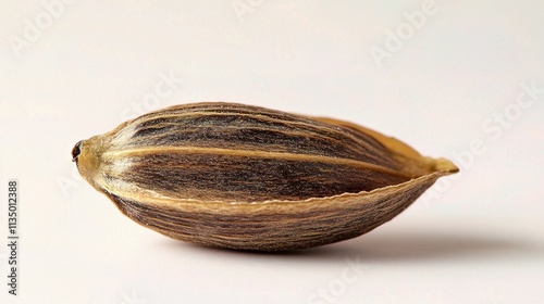 Wallpaper Mural Single Coriander Seed: An isolated, macro shot reveals the intricate texture of a coriander seed, highlighting its natural details and subtle earthy tones, emphasizing the essence of culinary herbs. Torontodigital.ca