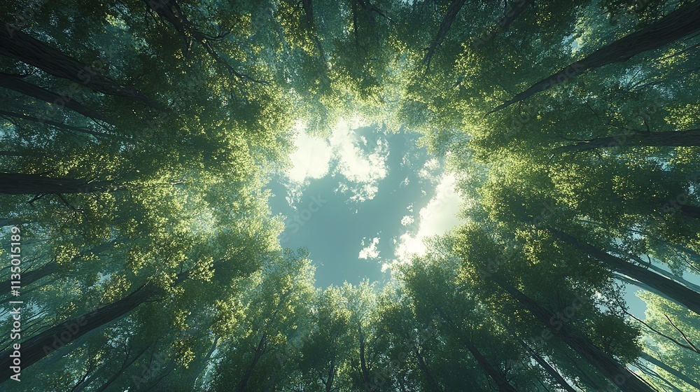 Fototapeta premium Sunlight Rays in Green Forest