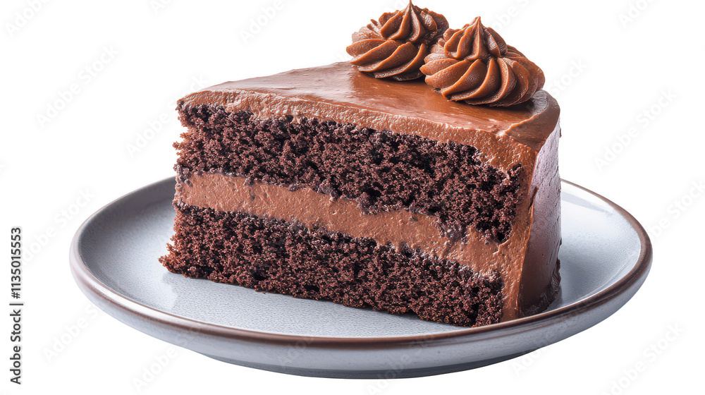 Decadent Chocolate Cake Slice on Plate Decadent Chocolate Cake Slice on Plate