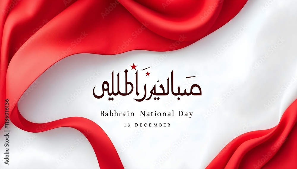 'Bahrain National Day' and '16 December' included in refined English typography below 'Bahrain National Day' and '16 December' included in refined English typography below