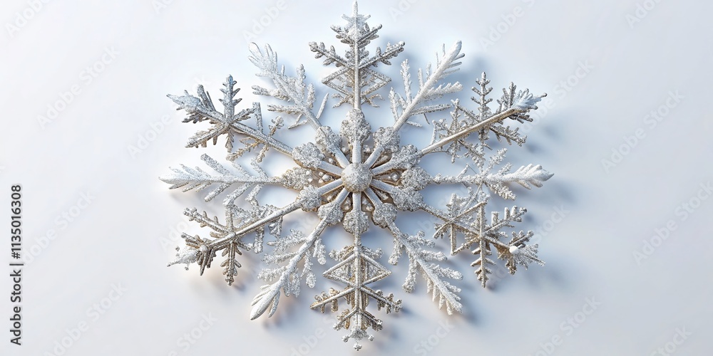 Intricate Snowflake Design on Isolated Background Captured with High Depth of Field for Stunning Visual Appeal in Winter Themed Stock Photography