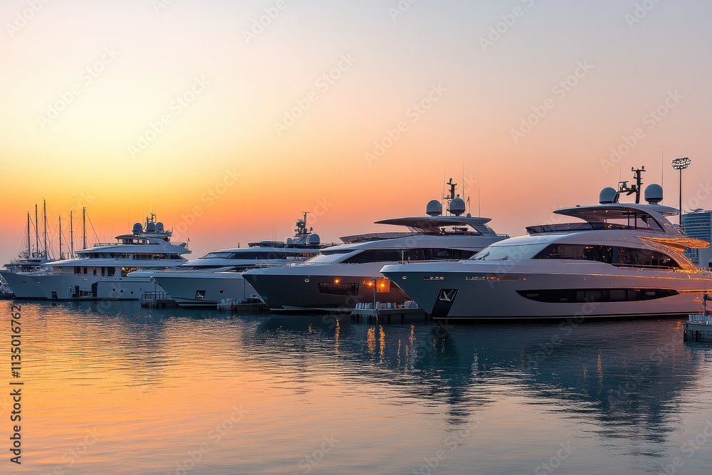Fototapeta premium Luxury Yachts at Sunrise Harbor