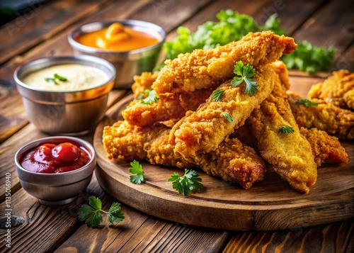 Irresistible Crispy Chicken Fingers with Seasoned Breading Perfectly Plated for a Mouthwatering Documentary-Style Food Photography Experience