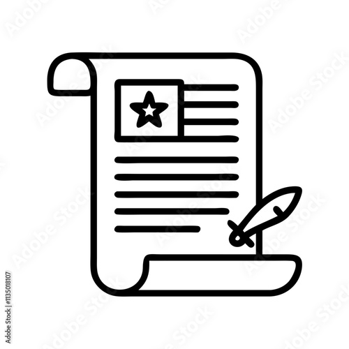declaration of independence icon, independence day line art, independence icon - simple black line art icon of declaration of independence, for independence day celebrations. independence vector art.