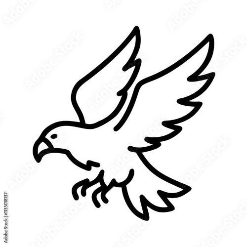 eagle soaring icon, independence day line art, independence icon - simple black line art icon of eagle soaring, for independence day celebrations. independence vector art.