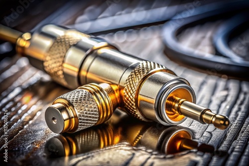 Isolated Jack Plug on a Soft Background with High Depth of Field for Electrical Equipment Photography photo