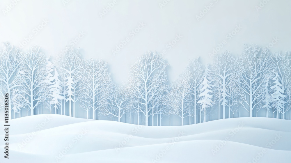 Serene Winter Wonderland: Paper Cut Art of Snowy Forest Serene Winter Wonderland: Paper Cut Art of Snowy Forest