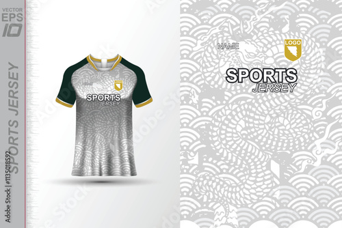 Modern ready-to-print jersey design with dynamic lines and vibrant colors. Perfect for football, basketball, cycling, or sportswear. High-quality, customizable vector file for instant printing.