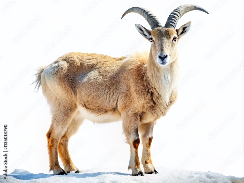 Isolated Mountain Goat on a White Background for Urban Exploration Photography and Wildlife Documentation Isolated Mountain Goat on a White Background for Urban Exploration Photography and Wildlife Documentation