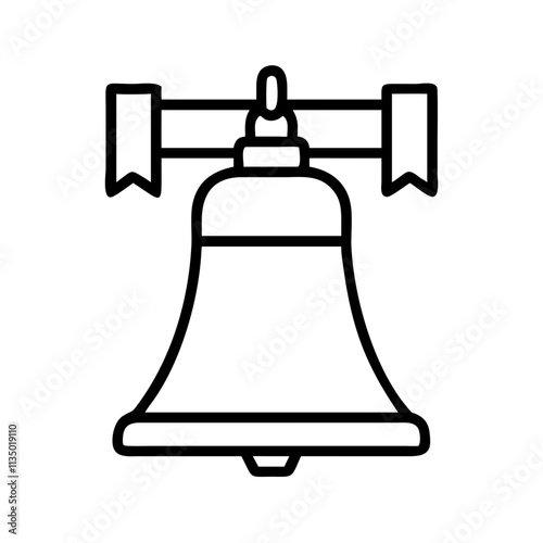 liberty bell icon, independence day line art, independence icon - simple black line art icon of liberty bell, for independence day celebrations. independence vector art.