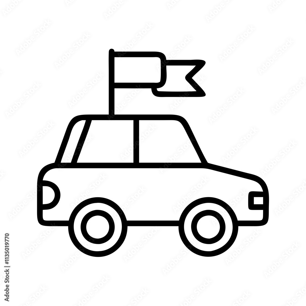 road trip with flag on car icon, independence day line art, independence icon - simple black line art icon of road trip with flag on car, for independence day celebrations. independence vector art. road trip with flag on car icon, independence day line art, independence icon - simple black line art icon of road trip with flag on car, for independence day celebrations. independence vector art.