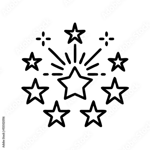 Wallpaper Mural star spangled fireworks icon, independence day line art, independence icon - simple black line art icon of star spangled fireworks, for independence day celebrations. independence vector art. Torontodigital.ca