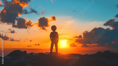 International Children’s Day Background - Kids Silhouette in Sun

 photo